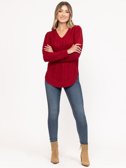 Women's V Neck Cable Tunic Women's V Neck Cable Tunic