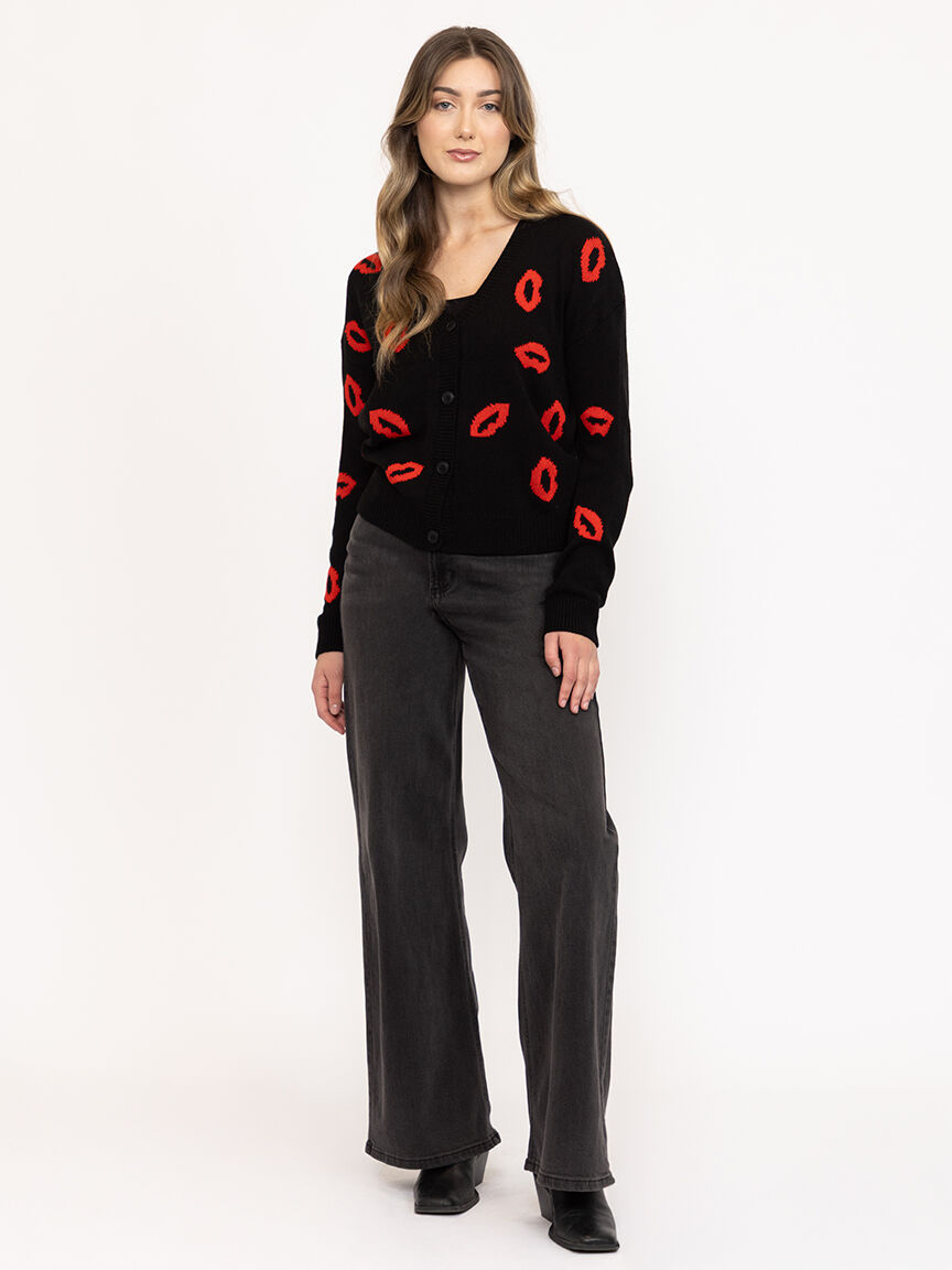 Women's Lip Button Front Cardigan