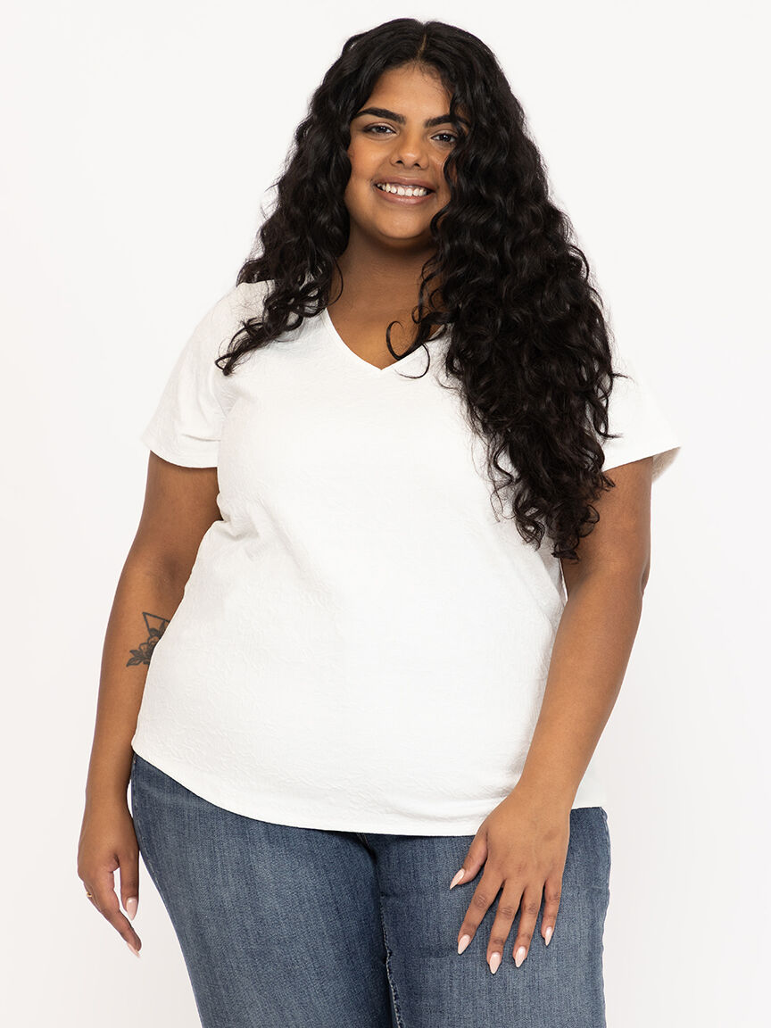 Women's Textured V Neck Tee