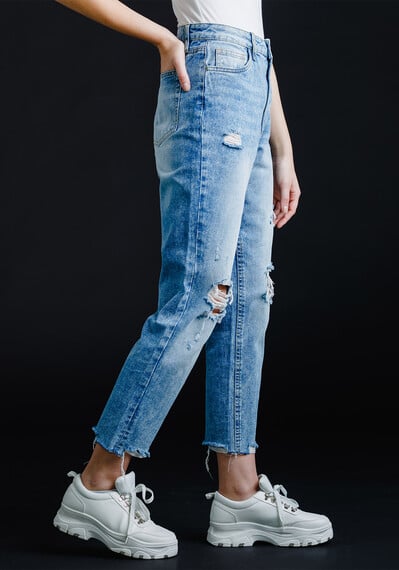 Women's High Rise Destroyed Ankle Mom Jean Image 3