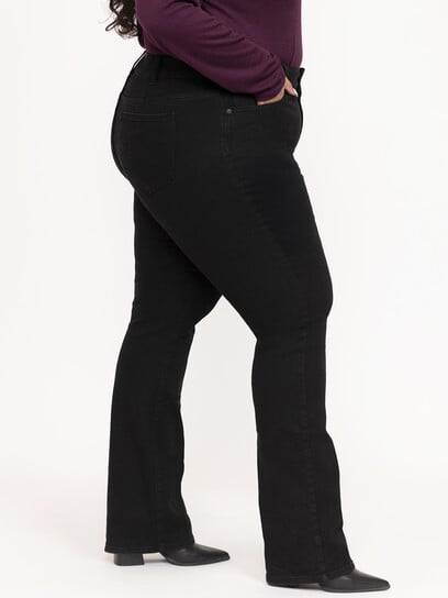 Women's Plus 2 Button Black Baby Boot Jeans Women's Plus 2 Button Black Baby Boot Jeans