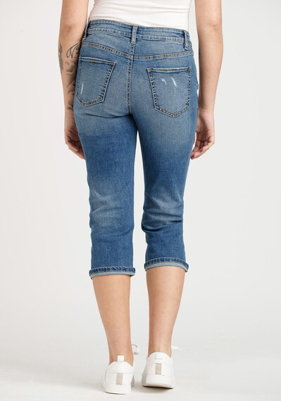 Women's Destroyed Cuffed Jean Capri Women's Destroyed Cuffed Jean Capri Image 2