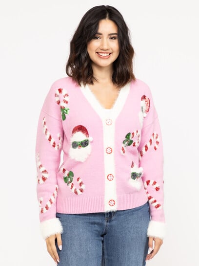Women's Festive Button Front Cardigan Women's Festive Button Front Cardigan