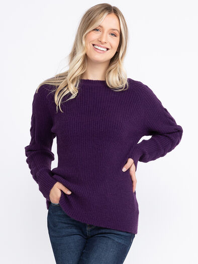 Women's Crew Neck Sweater, DARK AMETHYST