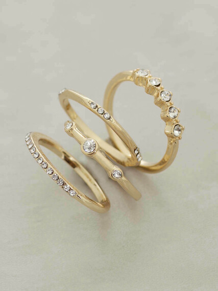 Women's Gold and Crystal Rings Image 1