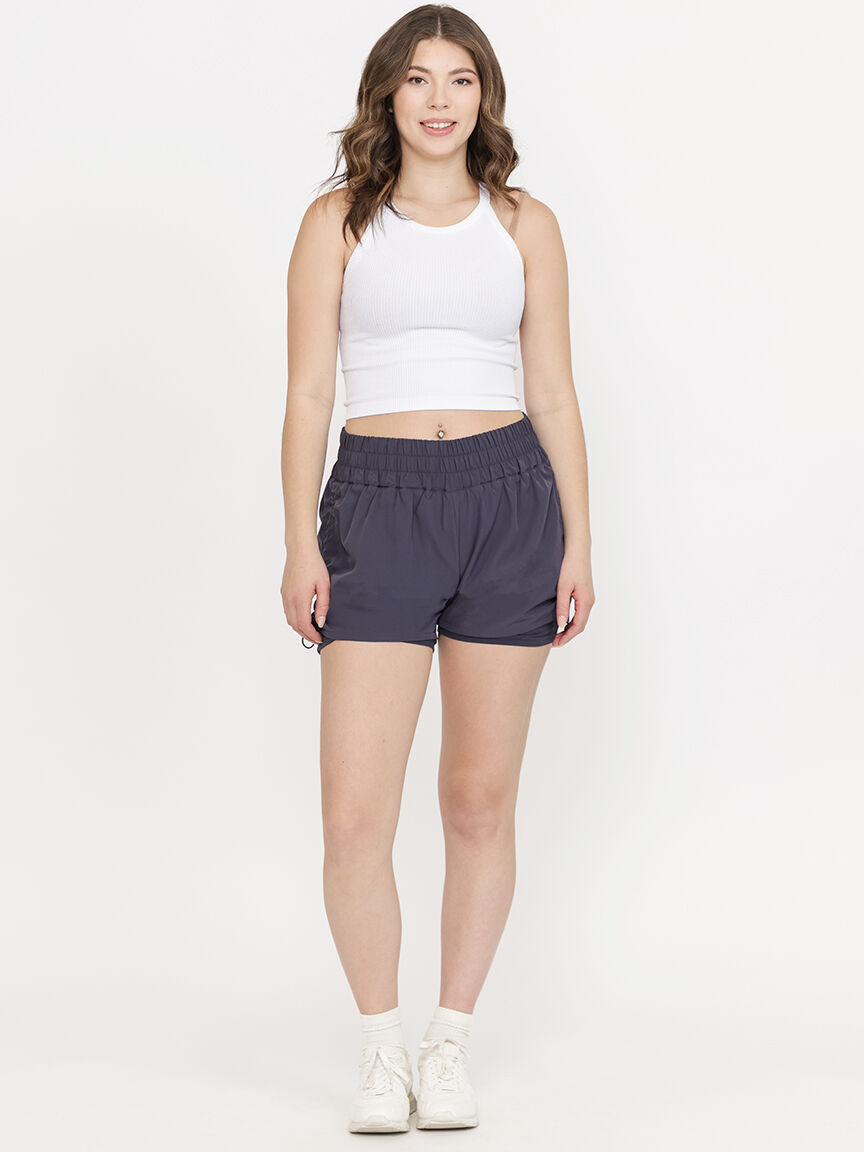 Women's Ruched Hybrid 2-in-1 Shorts