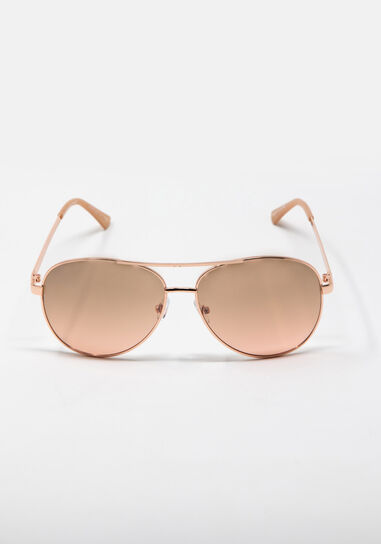 Women's Rose Metal Aviator Sunglasses