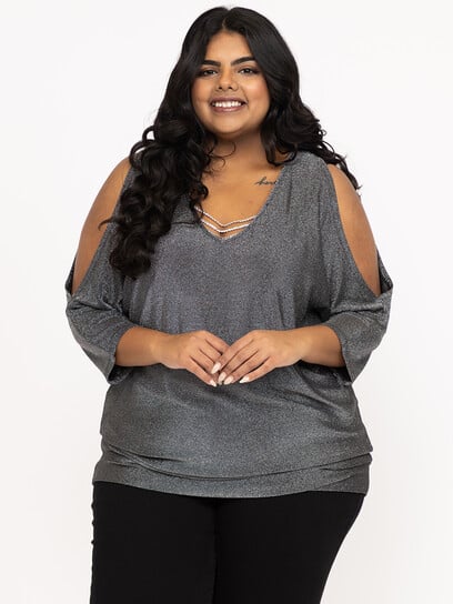Women's Shimmer Split Sleeve Top Women's Shimmer Split Sleeve Top