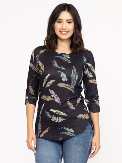 Women's Feather Side Button Top Women's Feather Side Button Top