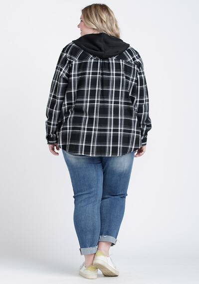 Women's Flannel Hooded Plaid Shirt Image 2