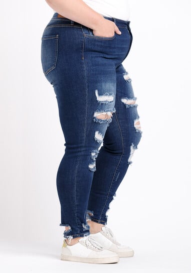Women's Plus Size Distress Ankle Skinny Jeans