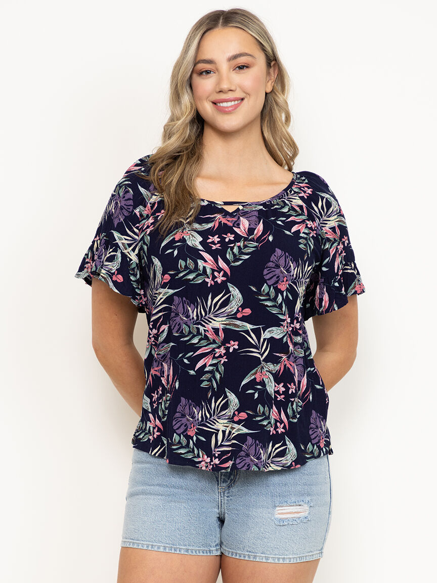 Women's Flutter Sleeve Peasant Top