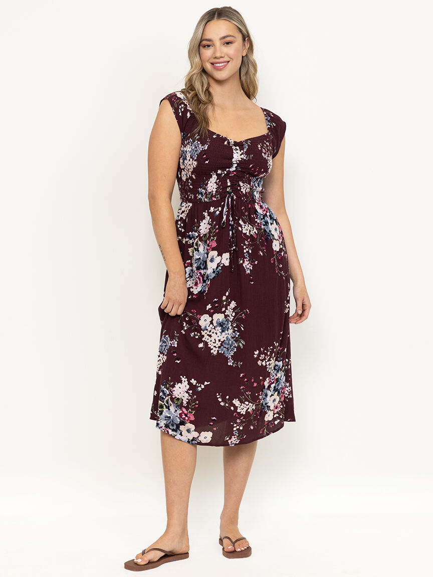 Women's Flutter Sleeve Midi Dress