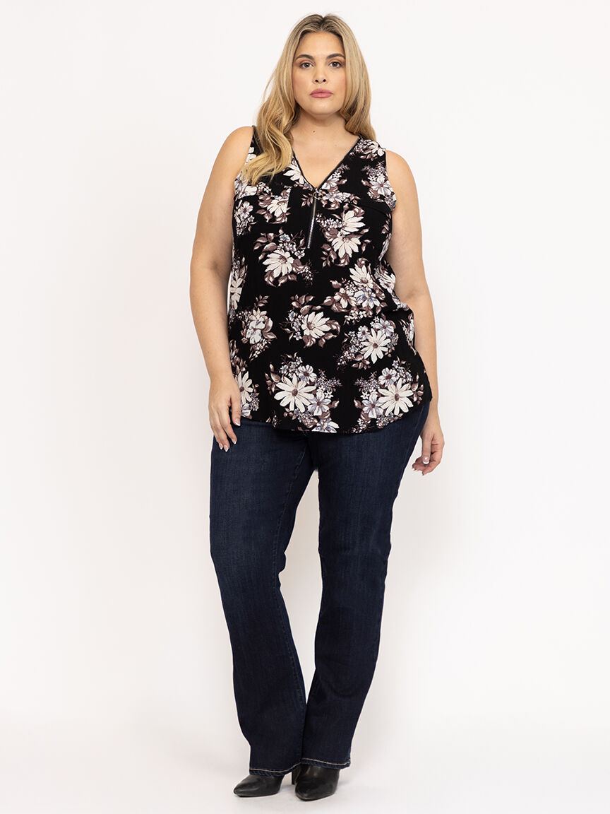 Women's Floral Half Zip Tank