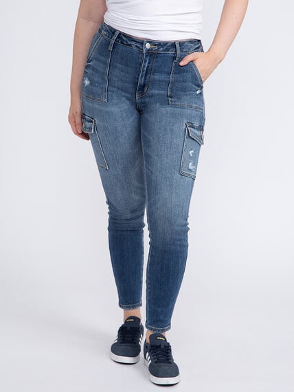 Women's High Rise Cargo Skinny Jeans Image 2