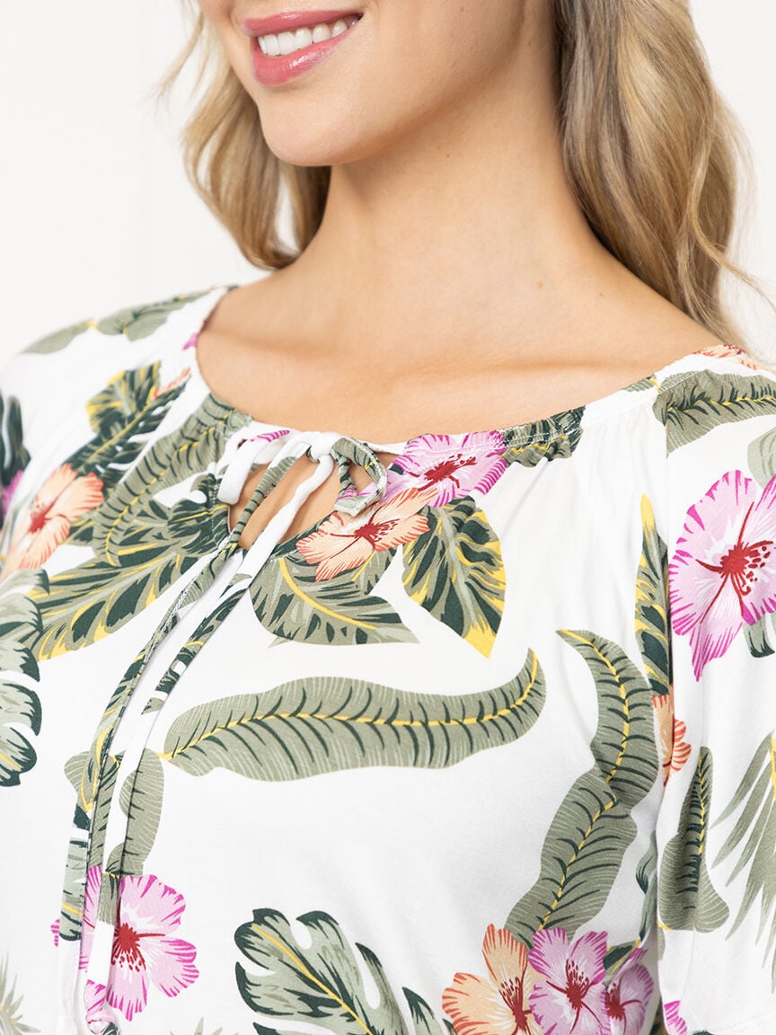 Women's Tropical Peasant Top