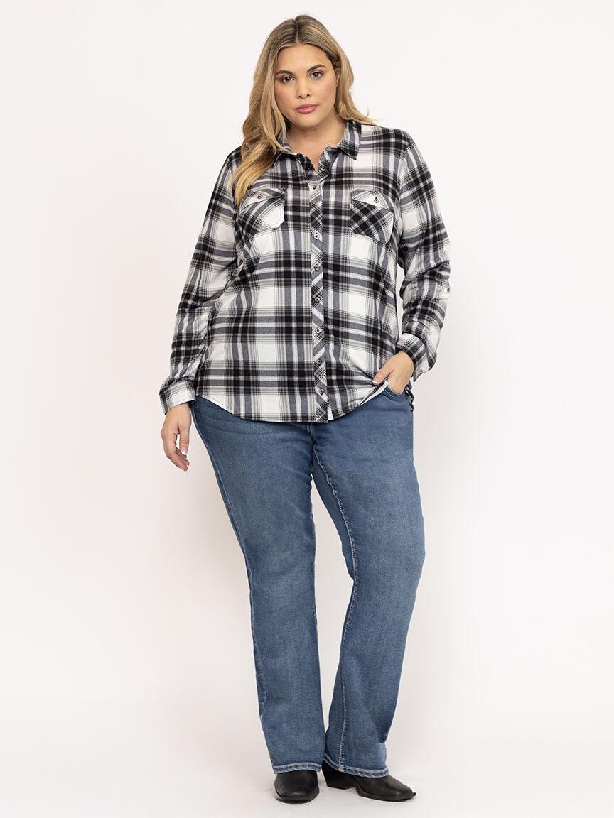 Women's Brushed Knit Plaid Shirt