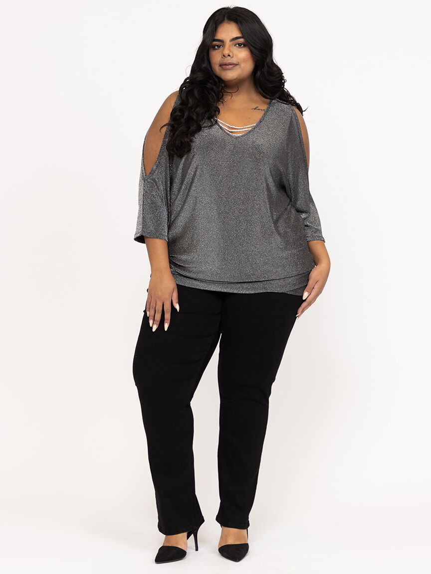 Women's Shimmer Split Sleeve Top