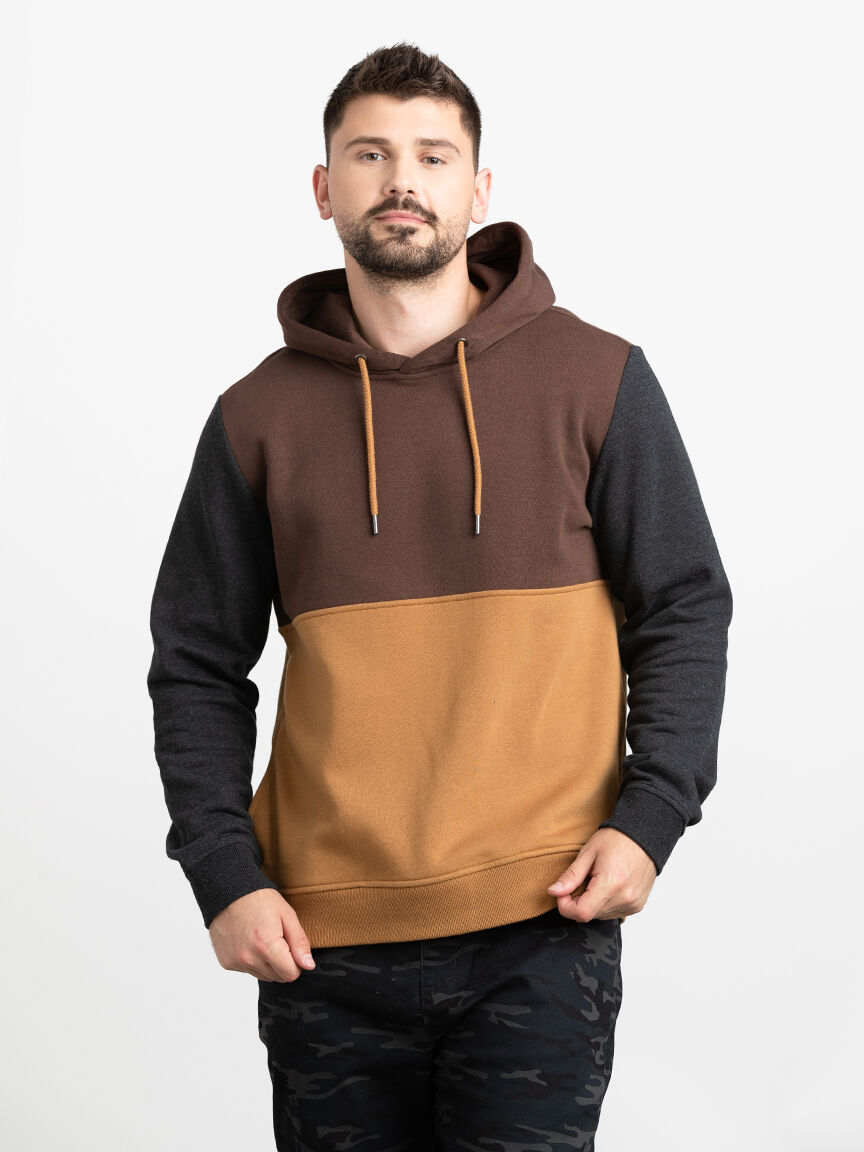 Men's 3 Tone Colour Block Hoodie Warehouse One