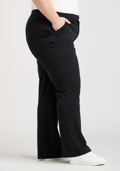 Women's Plus High Rise Black Crepe Knit Wide Leg Pant Women's Plus High Rise Black Crepe Knit Wide Leg Pant Image 3