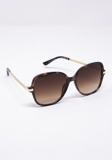 Women's Tort Plastic Frame with Gold Chain Arm Aviator