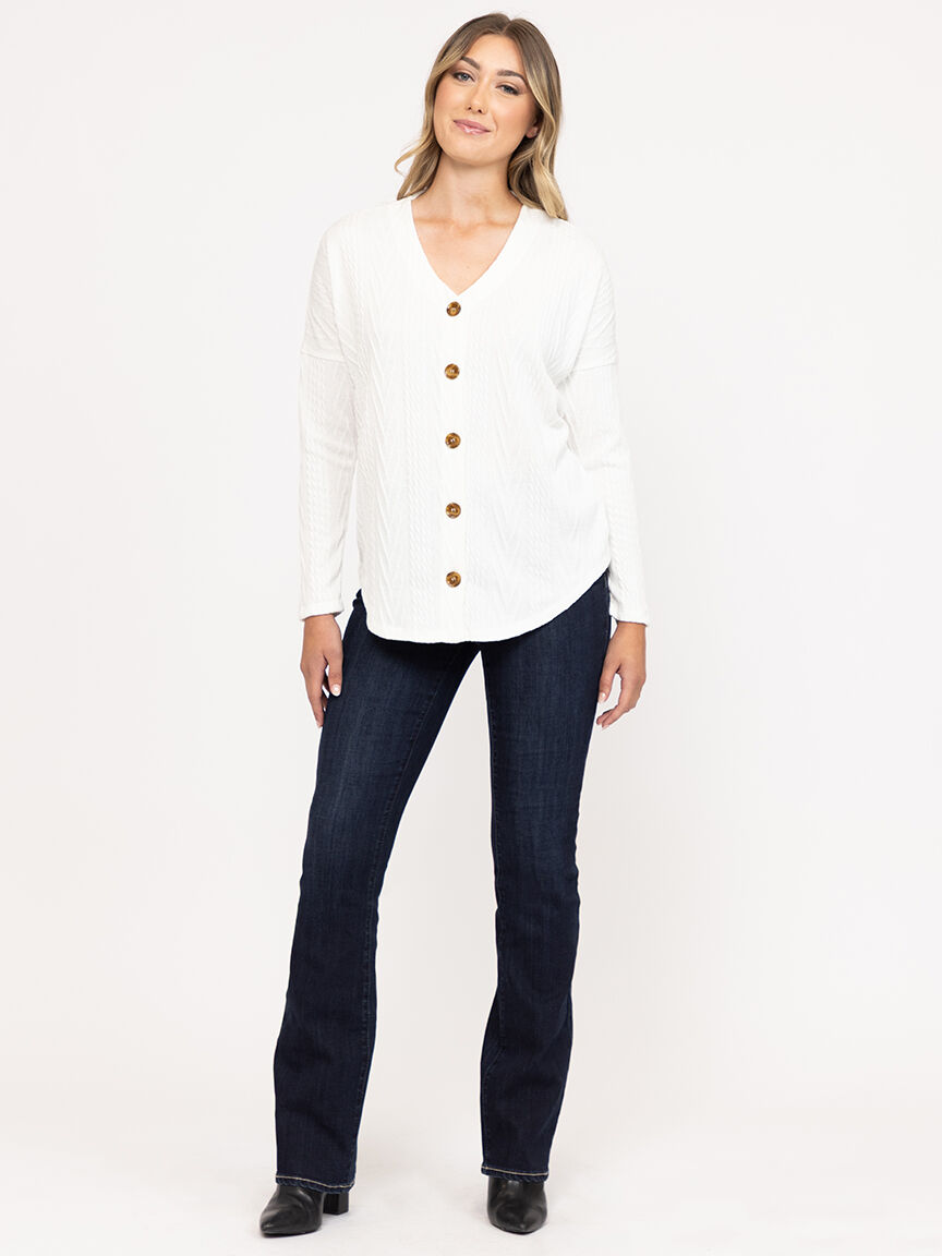 Women's Cable Button Front Top