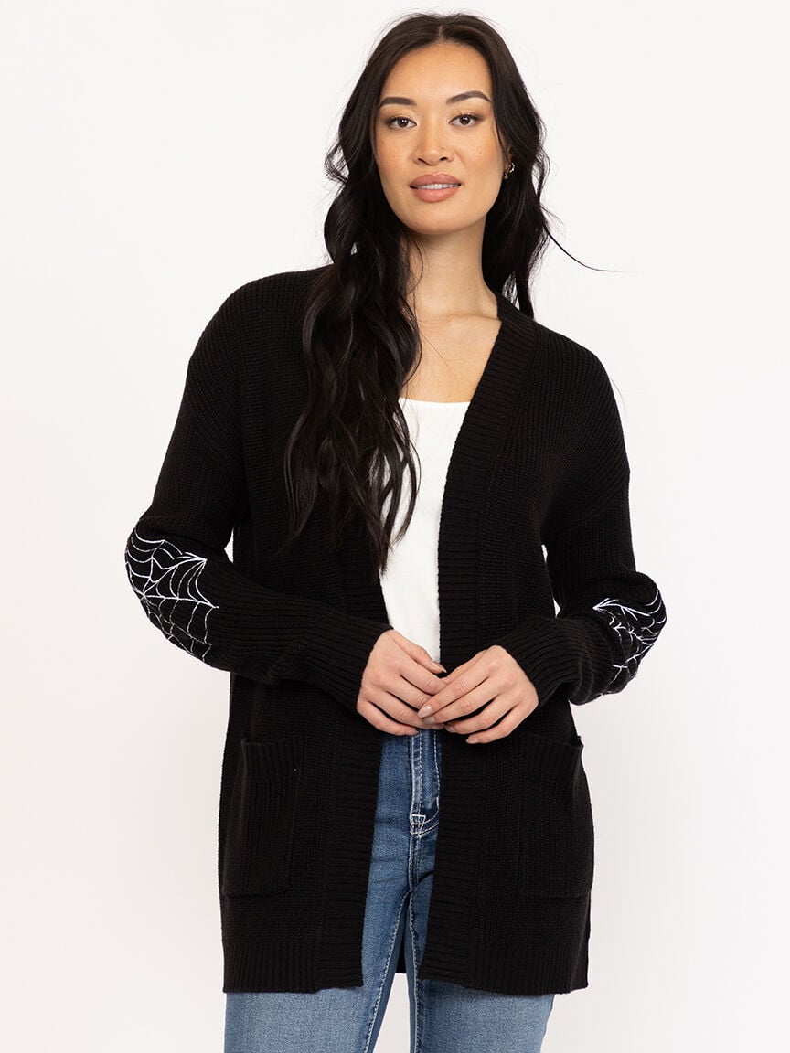 Women's Ribbed Cardigan With Embroidery