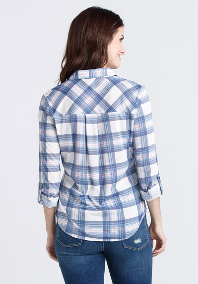 Women's Half Zip Knit Plaid Shirt Image 2