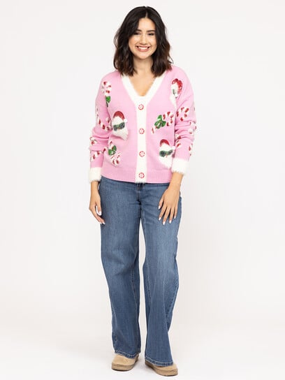 Women's Festive Button Front Cardigan Women's Festive Button Front Cardigan