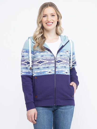 Women's Geo Colour Block Zip Hoodie Women's Geo Colour Block Zip Hoodie