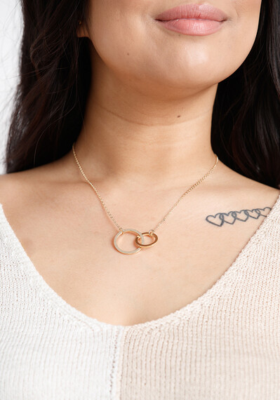 Women's Double Ring Gold Chain Necklace Image 2