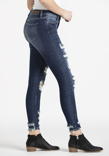 Women's Heavy Destroyed Ankle Skinny Jeans