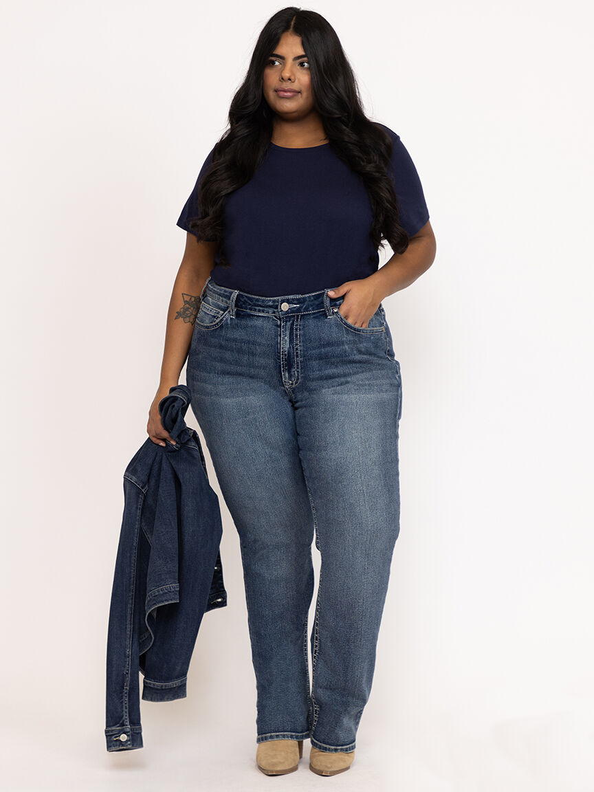 Women's Plus Medium Wash Straight Leg Jeans