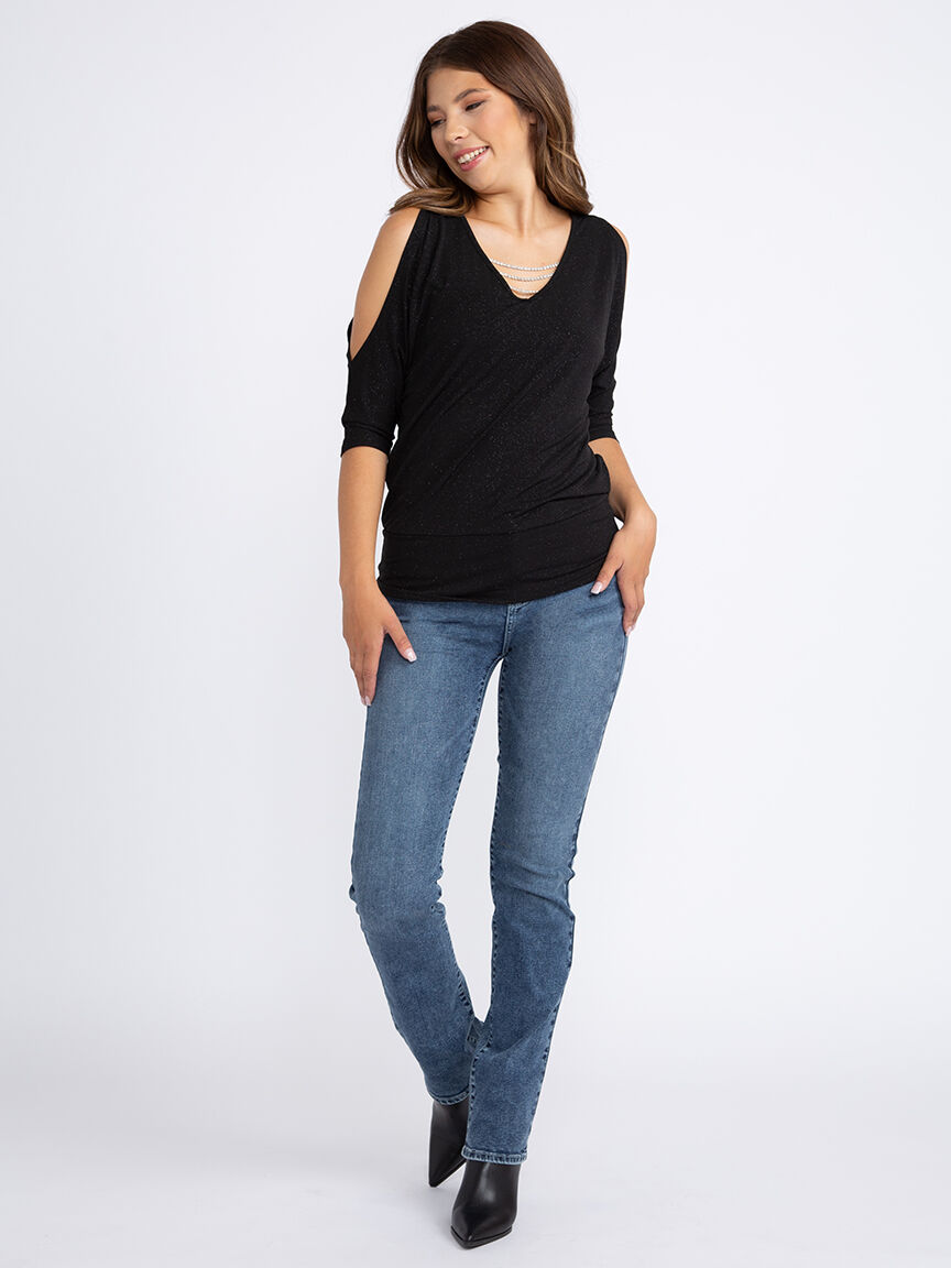 Women's Shimmer Split Sleeve Top Warehouse One