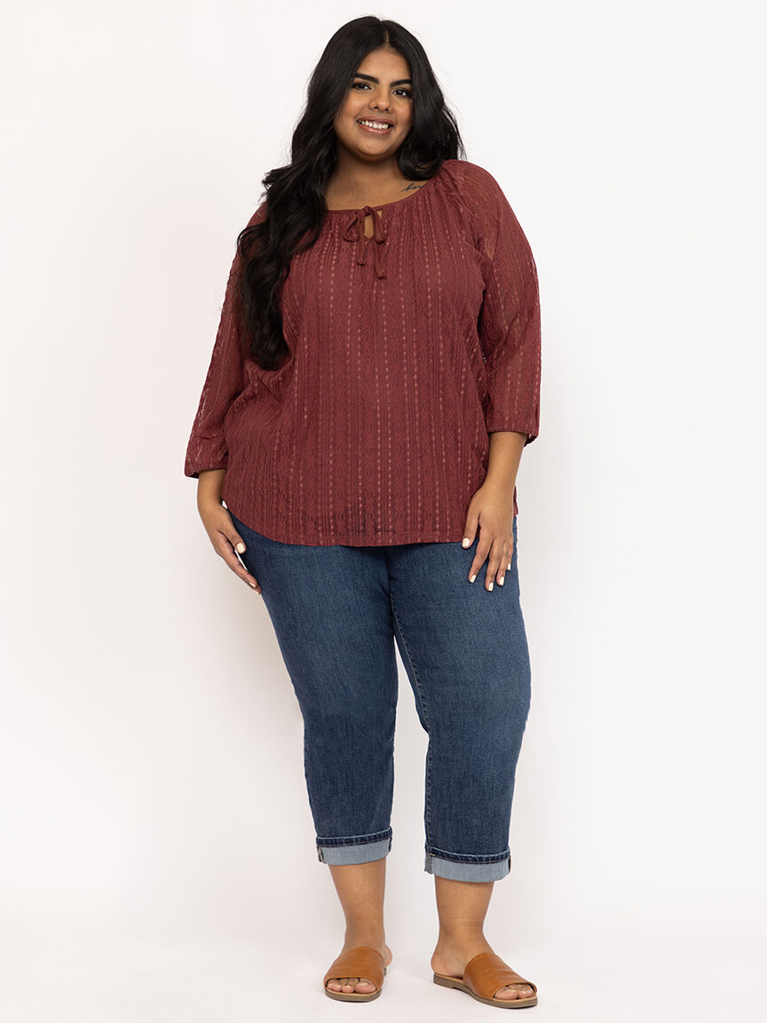 Women's Lace Peasant Top