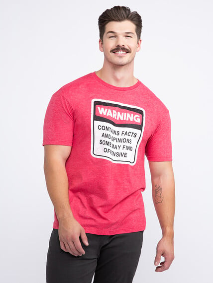 Men's Warning- Contains Facts Tee Image 1