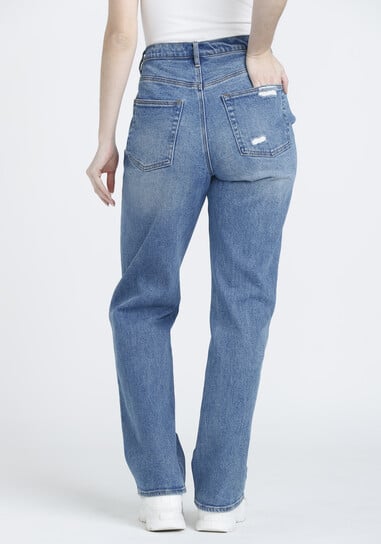 Women's High Rise Destroyed Vintage Straight Jeans