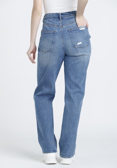 Women's High Rise Destroyed Vintage Straight Jeans Image 2