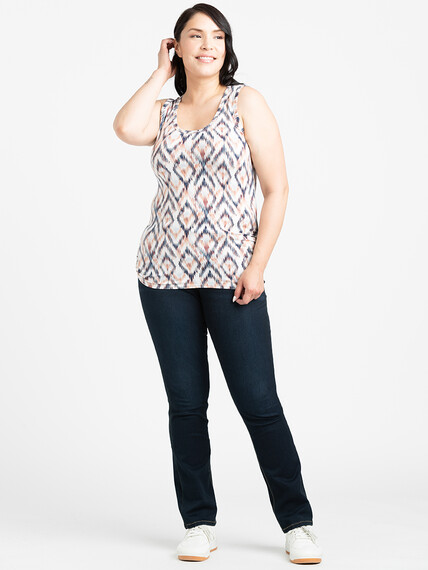 Women's Ikat Side Ruched Tank Image 3
