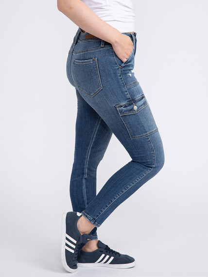 Women's High Rise Cargo Skinny Jeans Image 3