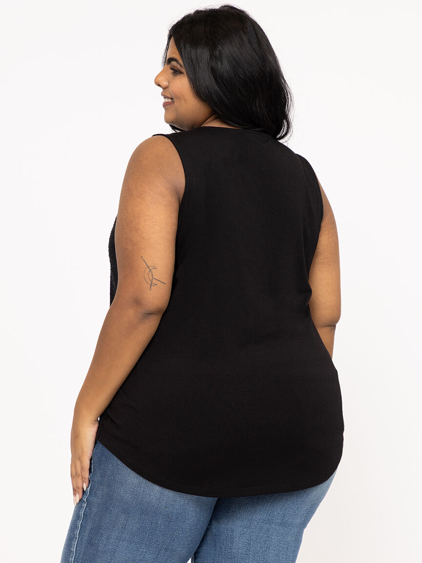 Women's Studded Zip Front  Tank