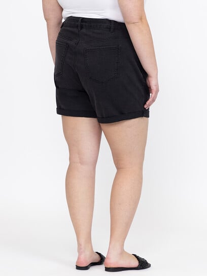 Women's High Rise Black Midi Short With Studs Women's High Rise Black Midi Short With Studs