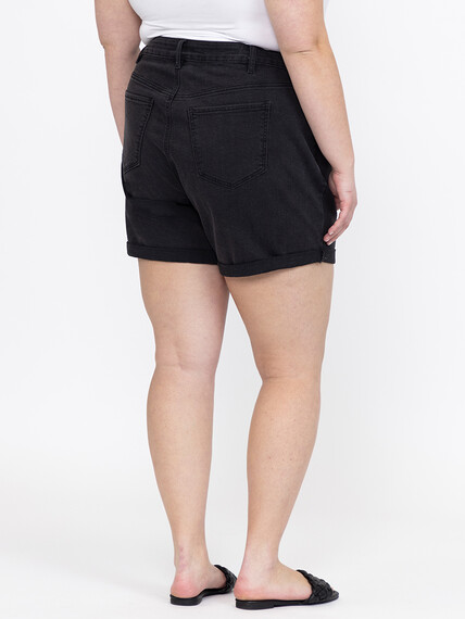 Women's High Rise Black Midi Short With Studs Women's High Rise Black Midi Short With Studs Image 6