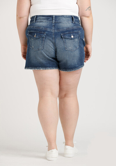 Women's Plus 2 Button Jean Shortie with Back Flap Pockets Image 2