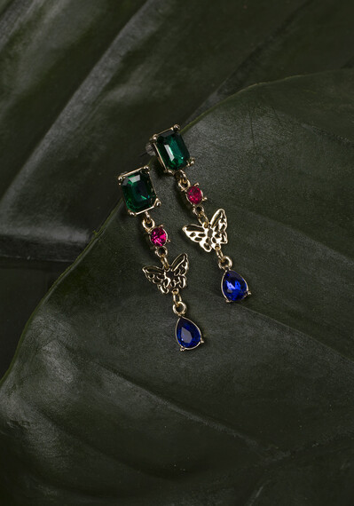 Gemstone Butterfly Drop Earrings Image 2