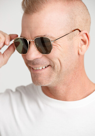 Men's Hexagonal Aviator Sunglasses Men's Hexagonal Aviator Sunglasses Image 2