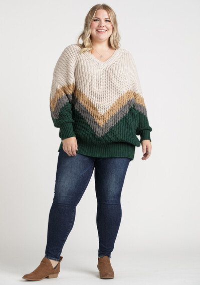 Women's Chevron Colour Blocked Sweater Image 3