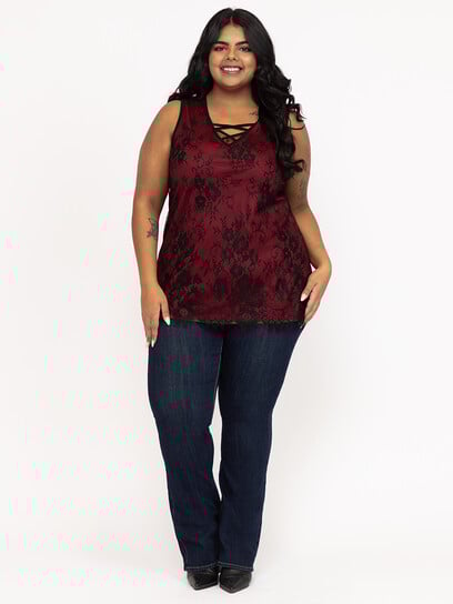 Women's Lace Overlay Tank Women's Lace Overlay Tank