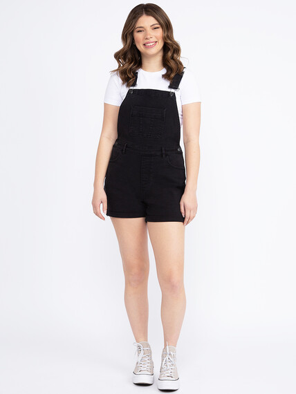 Women's  Cuffed Relaxed Black Denim Shortall Women's  Cuffed Relaxed Black Denim Shortall Image 1