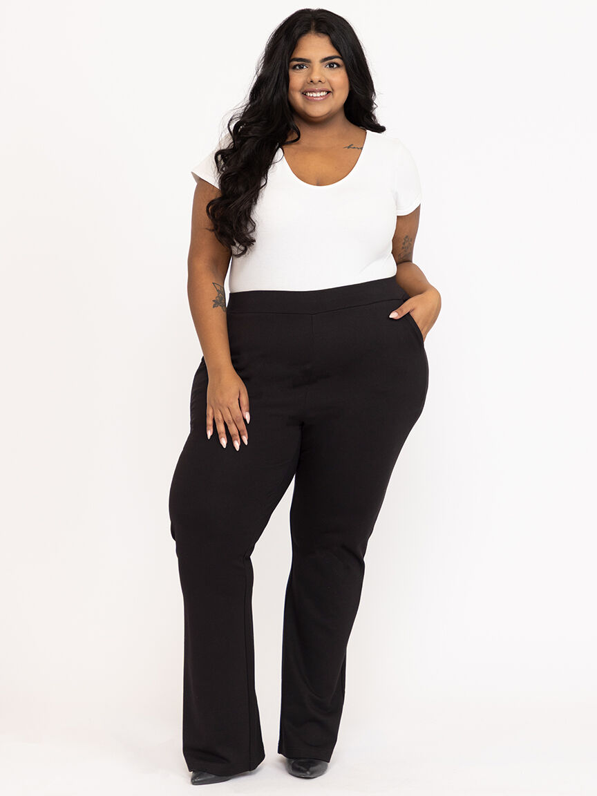 Women's  Black Pull-on Ponte Boot Cut Pant